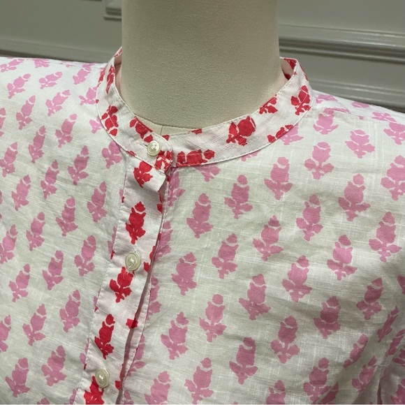 J. Crew leaf print, button up, pink and red blouse / S / Excellent condition - Picture 8 of 14
